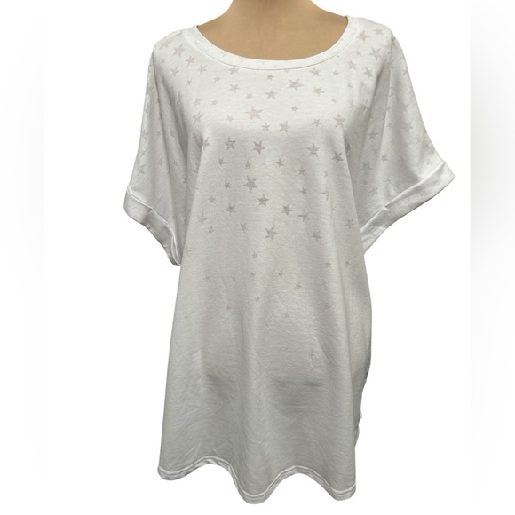 Jane & Delancey Women's Blouse Top w/ Stars Short Sleeve Plus Size 3X White NWT. - Picture 1 of 13